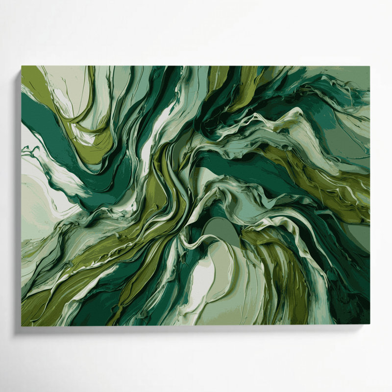 Lyrical Abstraction 32 Green Canvas Wall Art, 24" H x 36" W