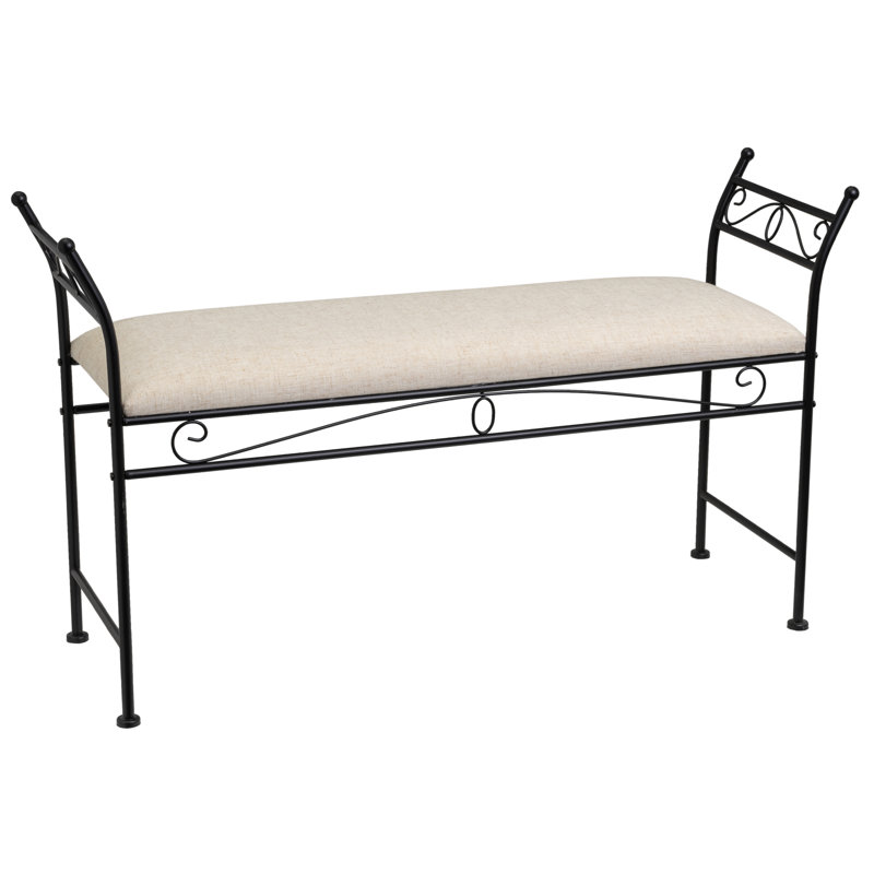 Dedman Linen Upholstered Bench, Black/Beige