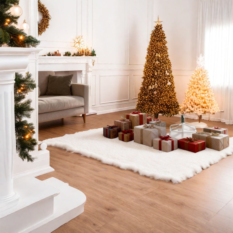 Arbres de Noël de qualité supérieure enneigé, PVC vert et métal, élégance intérieure rustique