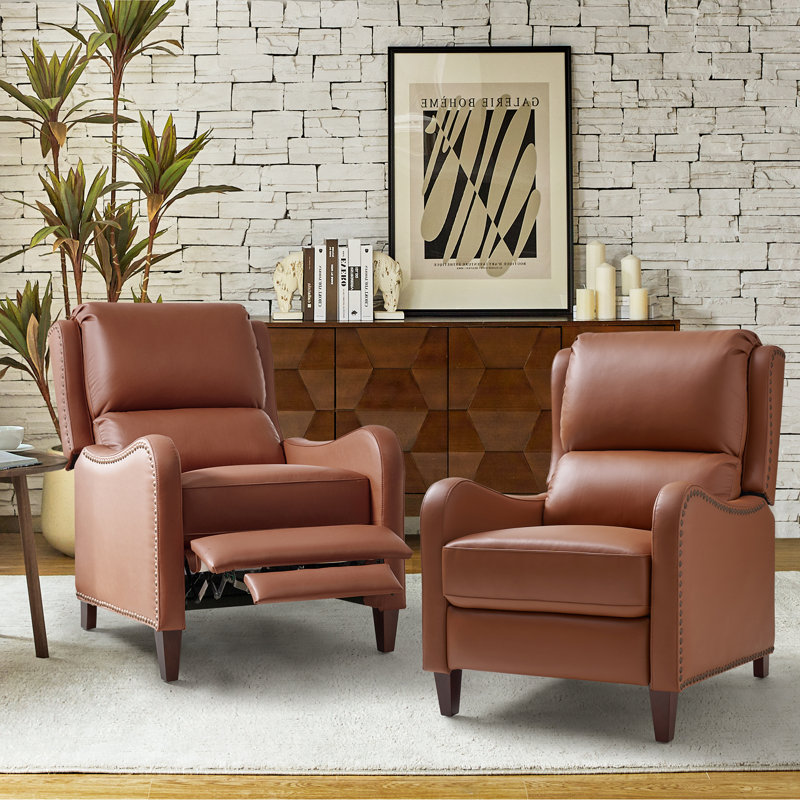 Fauteuil inclinable en cuir Beecher 28,75 po, Cuir pleine fleur brique