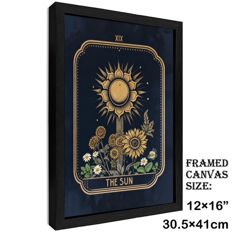 Art mural noir encadré noir rétro - Illustration de décorations spirituelles bohémiennes mystiques, 17" H x 13" W