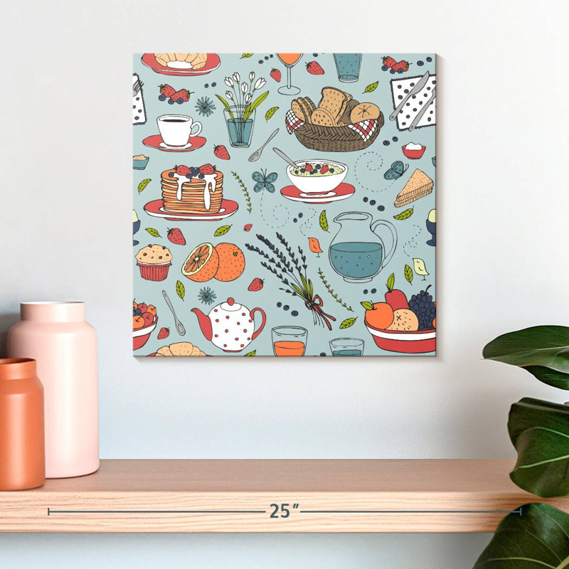 Breakfast Food Pattern, 16" H x 16" W