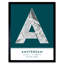 Amsterdam City Map Amsterdam Teal - Single Picture Frame Typography