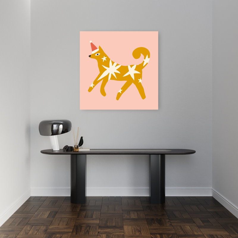«Happychristmasno31», impression abstraite minimaliste de paysage d'hiver de chien moderne, H 32 po x l 32 po