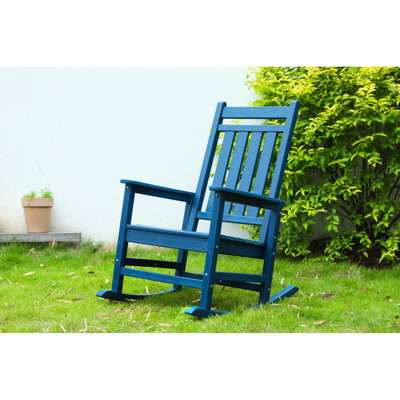 Chaise berçante d'extérieur surdimensionnée de couleur bleu marine - avec quincaillerie en acier inoxydable 304 et assise stable à haute densité