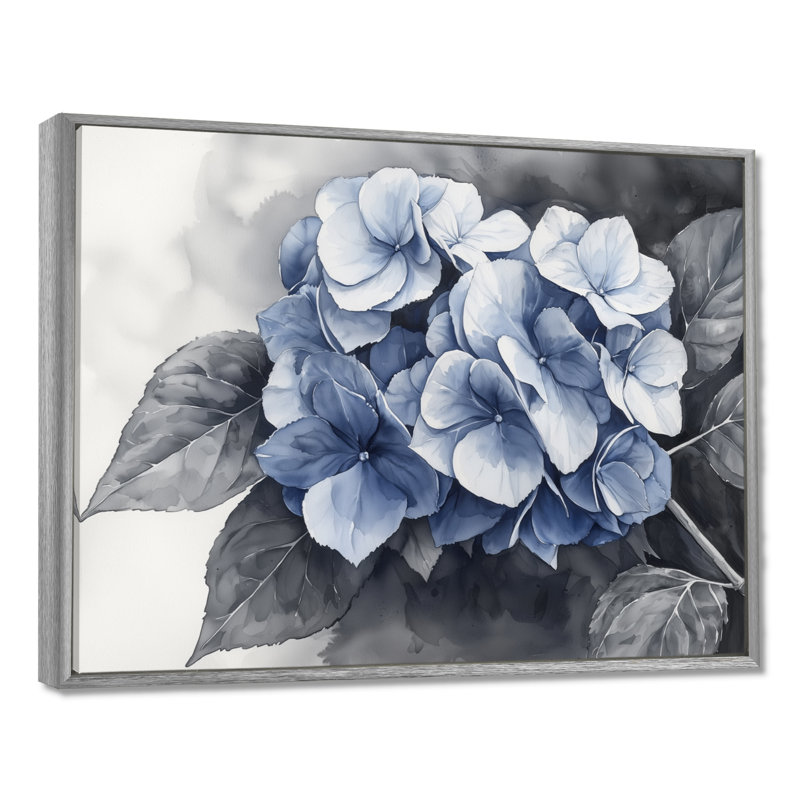 Henry - Floral Wall Art, Impression sur cadre flottant, Argent argent, H 30 po x l 40 po