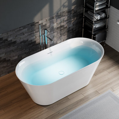 60" x 29" Freestanding Soaking Acrylic Bathtub