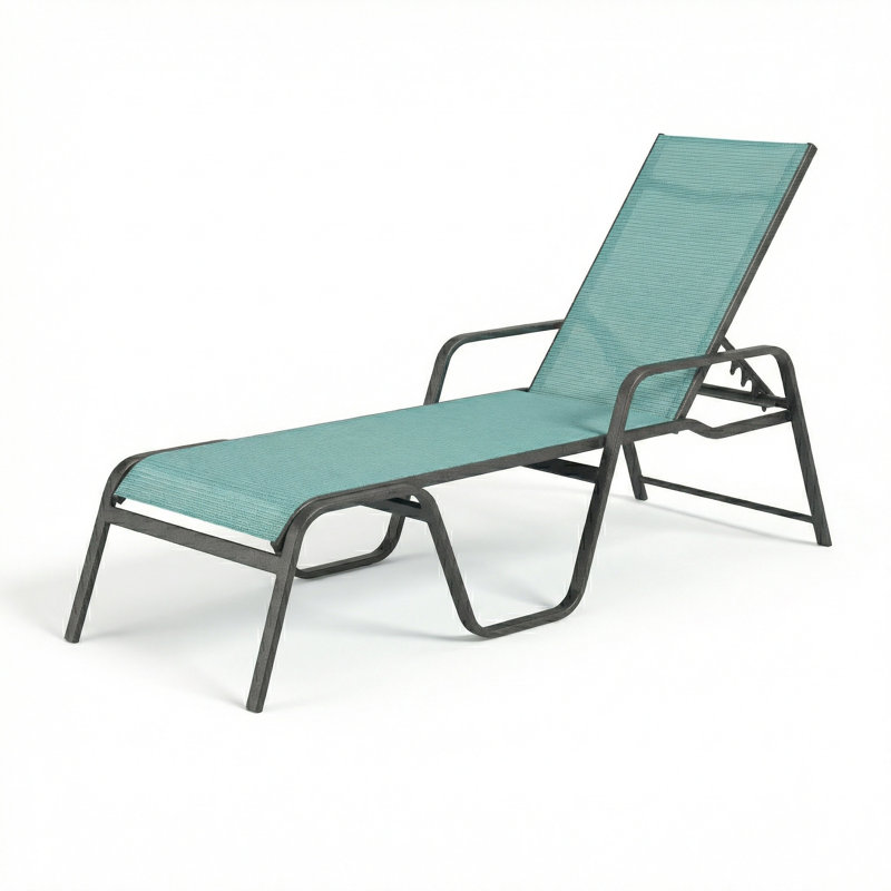 Chaise, Dupione Aquamarine Sling/Anthracite