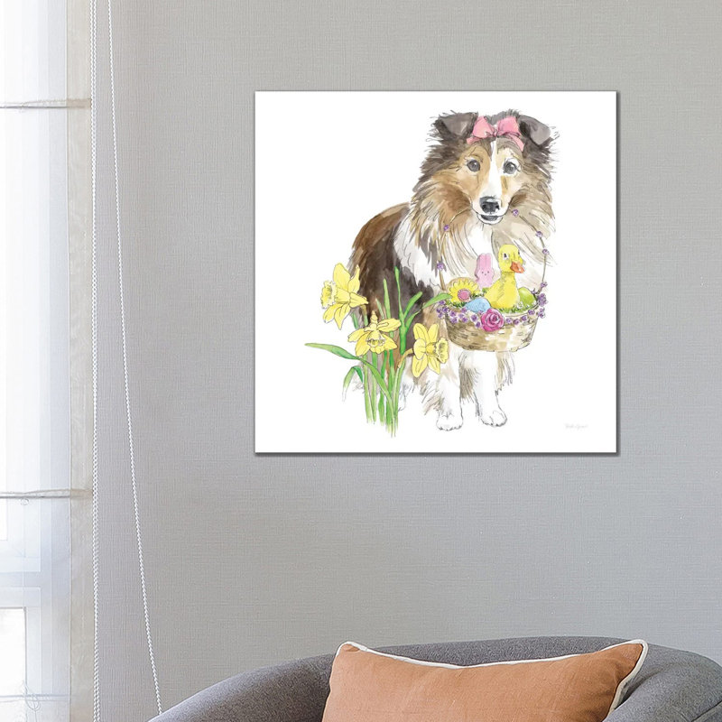 Easter Pups II by Beth Grove - Wrapped Canvas Painting, 66.04cm H x 66.04cm W x 1.91cm D