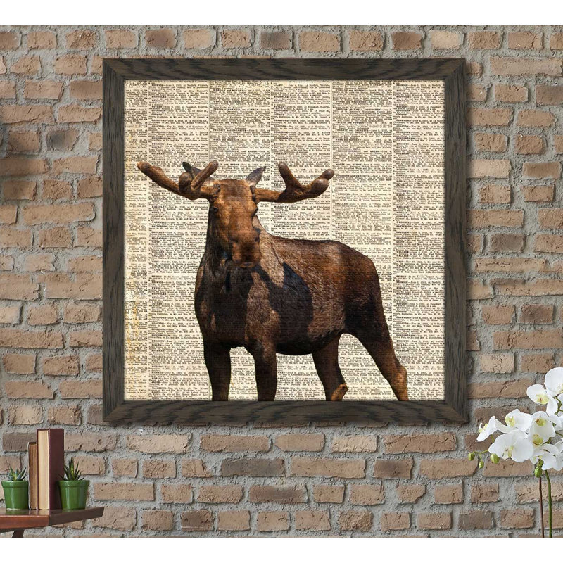 «Country Moose I», impression, H 25,5 po x l 25,5 po x P 1 po, Cadre chocolat patiné