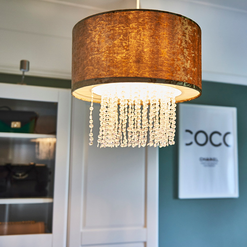 35cm Velvet Drum Pendant Shade