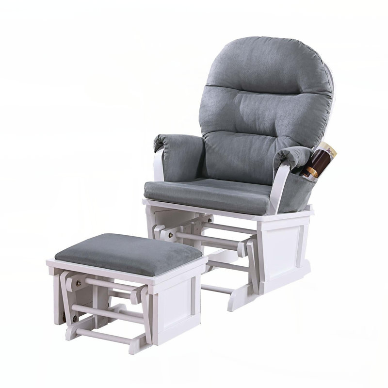 Fauteuil oscillant avec repose-pieds en microfibre gris