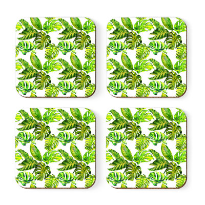Sous-verre à feuilles carrées Palm Monstera