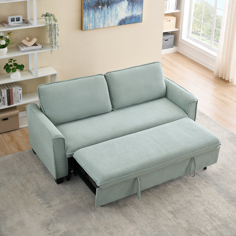 Kothan 78.4 '' Square Arms Sleeper Couch 3 in 1 Convertible Sleeper Sofa Bed with Pull Out Bed, Light Green
