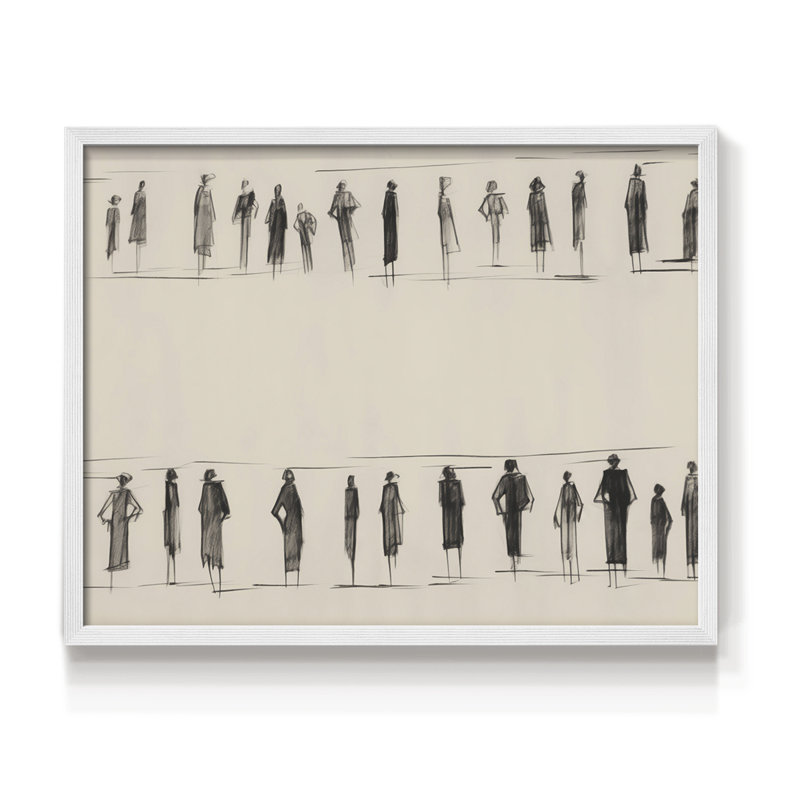Croquis rétro - LXVII - Reproduction encadrée - Restickable, H 8 po x l 10 po, Blanc