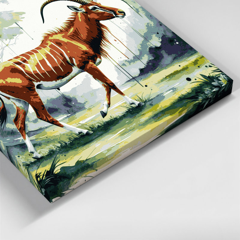 Faune bongo, art mural sur toile beige, H 16 po x l 16 po