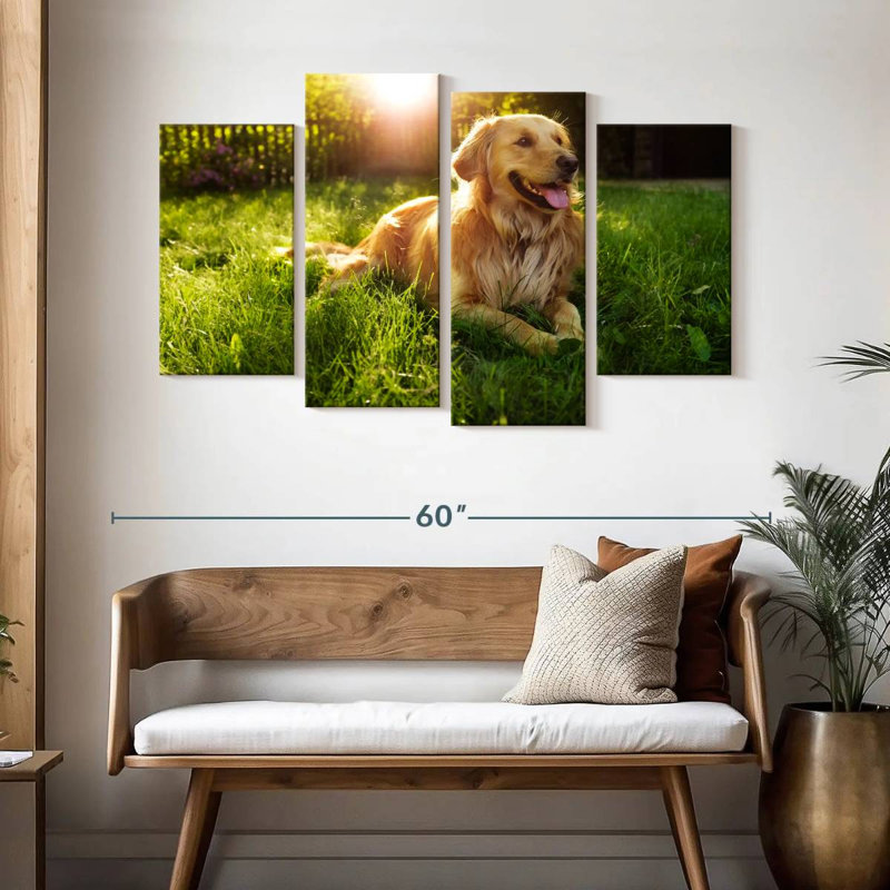 Sunny Golden Retriever, H 32 po x l 52 po