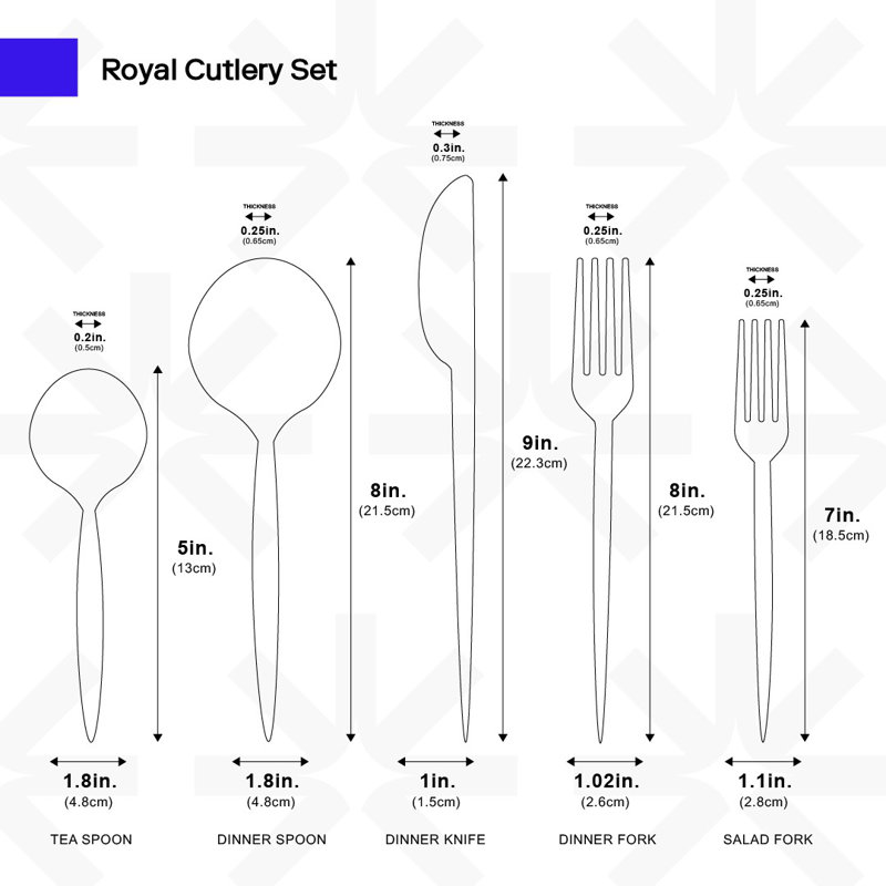 Royal Cutlery Set, Matte Gold