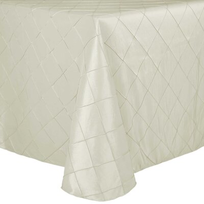 Ultimate Textile -10 Pack- Embroidered Pintuck Taffeta 120 X 120-Inch Square Tablecloth With Rounded Corners Ivory Cream -  10PS-120SQ-115