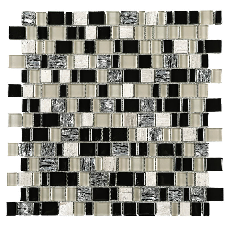 Cubemax Random 11.75'' X 11.75'' Mosaic Tile, Black/Beige