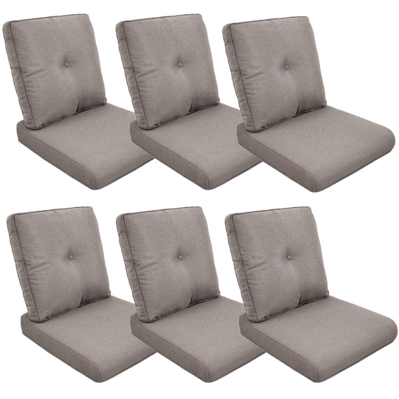 Coussin de siège / dossier d'extérieur Schutt, Gris, 6 coussins de siège / dossier