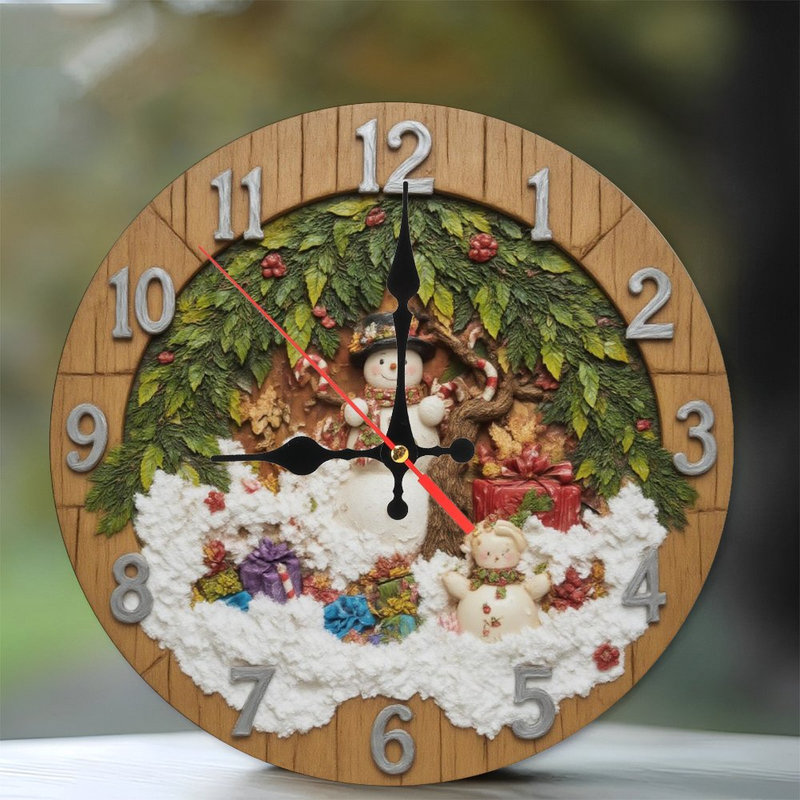 Horloge de Noël-Bonhomme de neige-Cadeaux