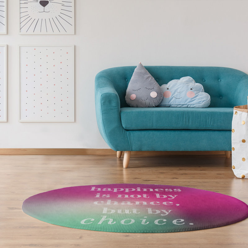 Quotes Chenille Indoor Rug, Round 5'