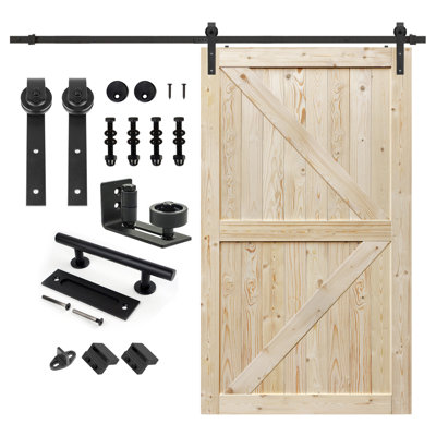 Ensemble de quincaillerie de porte de grange nouée avec porte coulissante sans finition S&Z TopHand British Brace