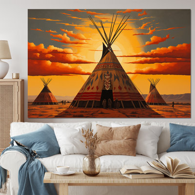 Native Tent Orange Collage II - Native American Art Large Wall Art