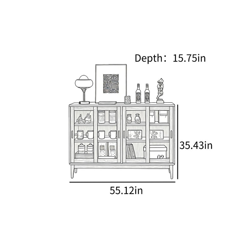 Armoire d'appoint Simple, H 35,43 po x l 55,12 po x P 15,75 po