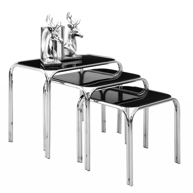 Glass Top Nesting Tables, Black