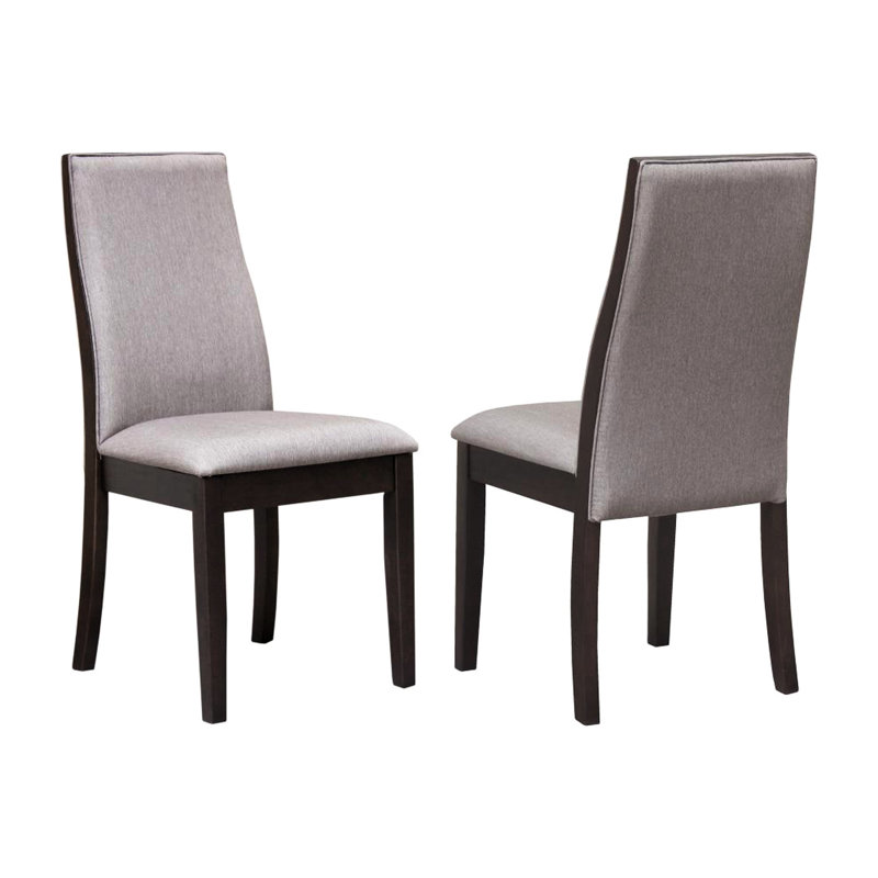 Finition de 2 chaises de salle à manger, tissu recouvert de tissu taupe, dossier ergonomique pour un espace agréable, chaises de 2 pièces d'une hauteur de siège de 19,5 po, forme rectangulaire, dossier confortable,