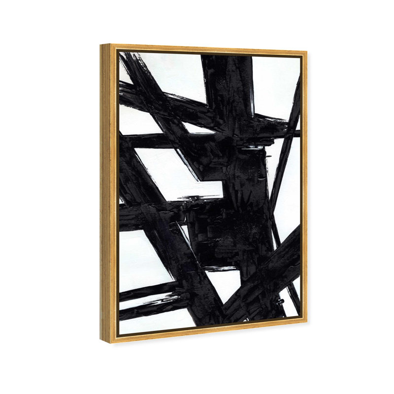 Oliver Gal Stormy Abstract - Hand-Brushed Paint Framed Canvas Art, 46" H x 31" W, Gold