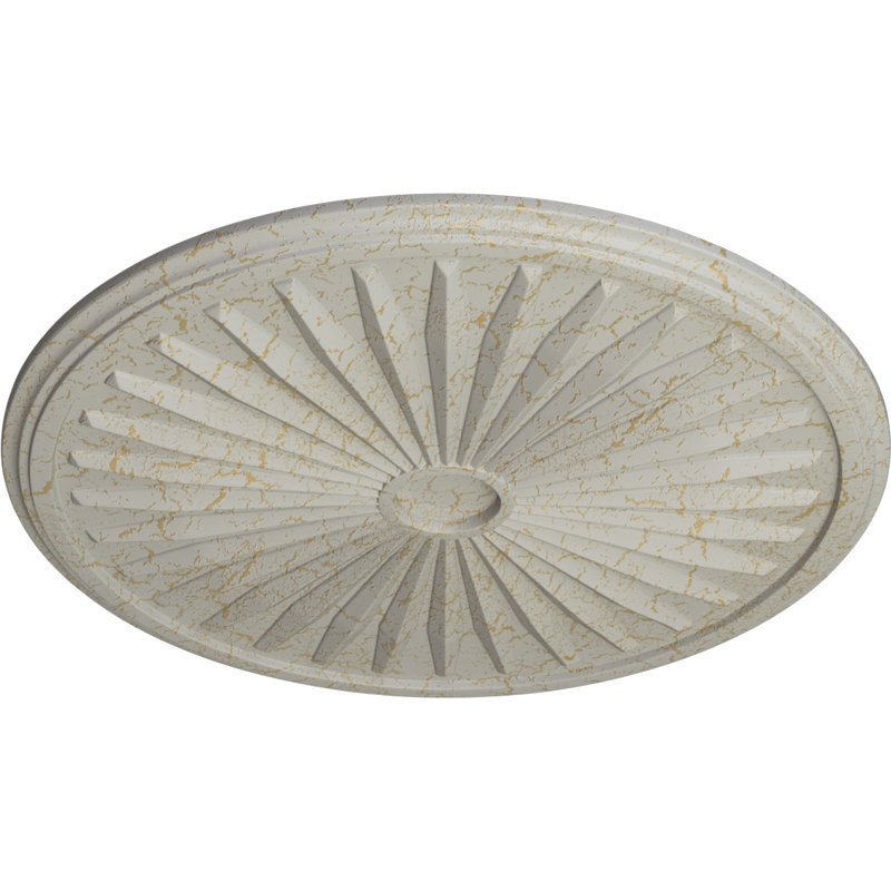 Médaillon de plafond de 33 1/8 po x 3 1/2 po x P 1 3/8 po (convient aux auvents jusqu'à 5 po), Pot de crème craquelé