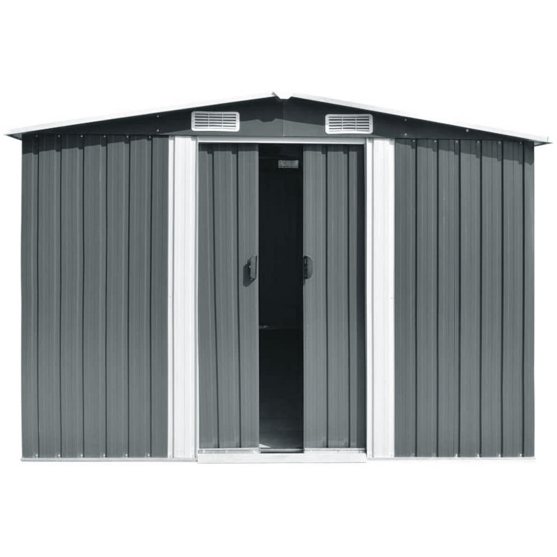 12x10FT Large Metal Garden Tool Storage Shed, Grey