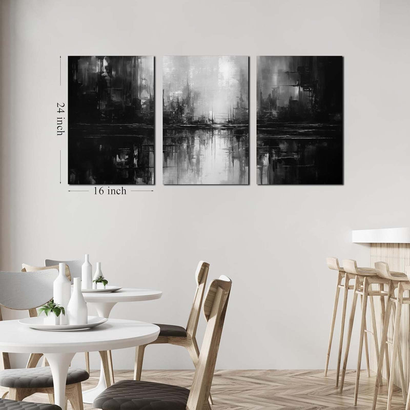3 Piece Wrapped Canvas Print, 60 cm H x 40 cm W