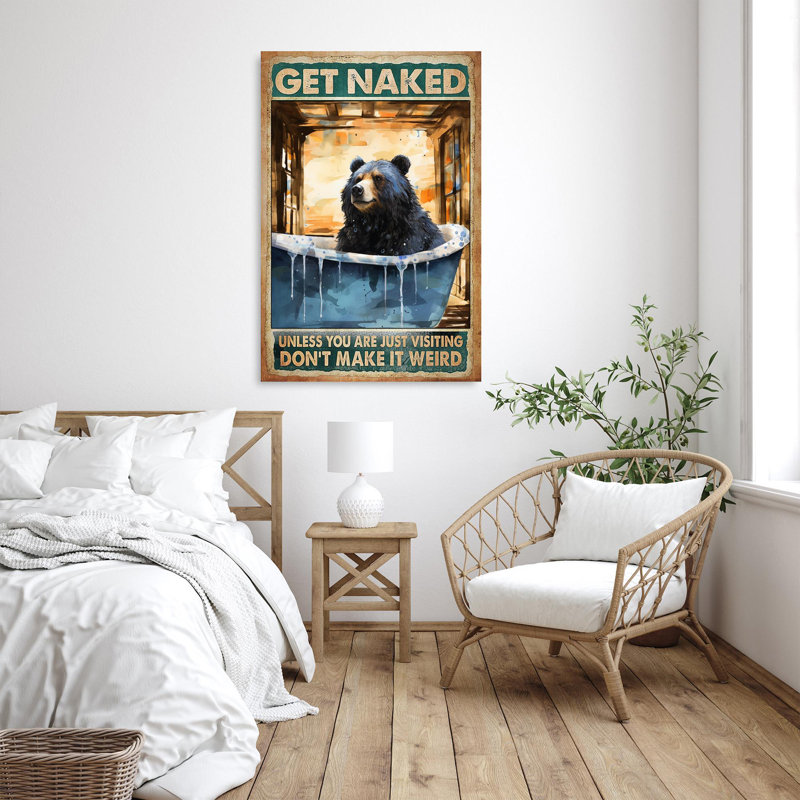 Ours noir se faire déshabiller - 1 pièce, H 36 po x l 24 po x P 1,25 po