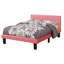 Lit simple tapissier en similicuir avec lattes de bois-1084922774