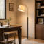 63 po Beige + grain de bois - 1 abat-jour en lin clair et corps en bois massif de marbre pour le salon-1477743633