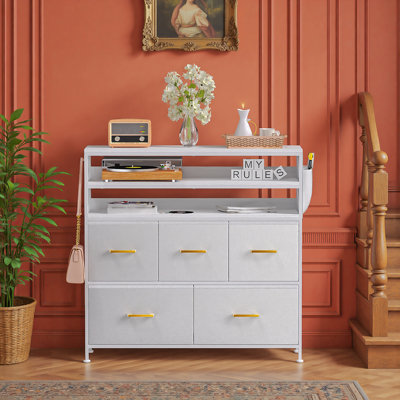 5-drawer Dresser, Fabric Storage, Chest of Drawers TV Stand