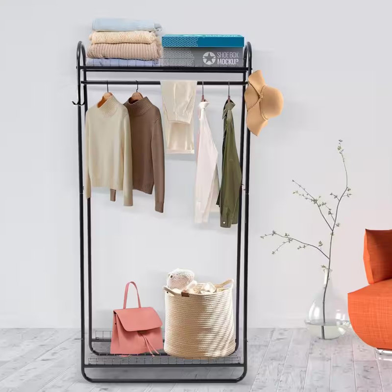 Shaunte 32.9'' Metal Clothing Rack, Black
