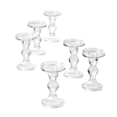 6 Piece Glass Tabletop Candlestick Set