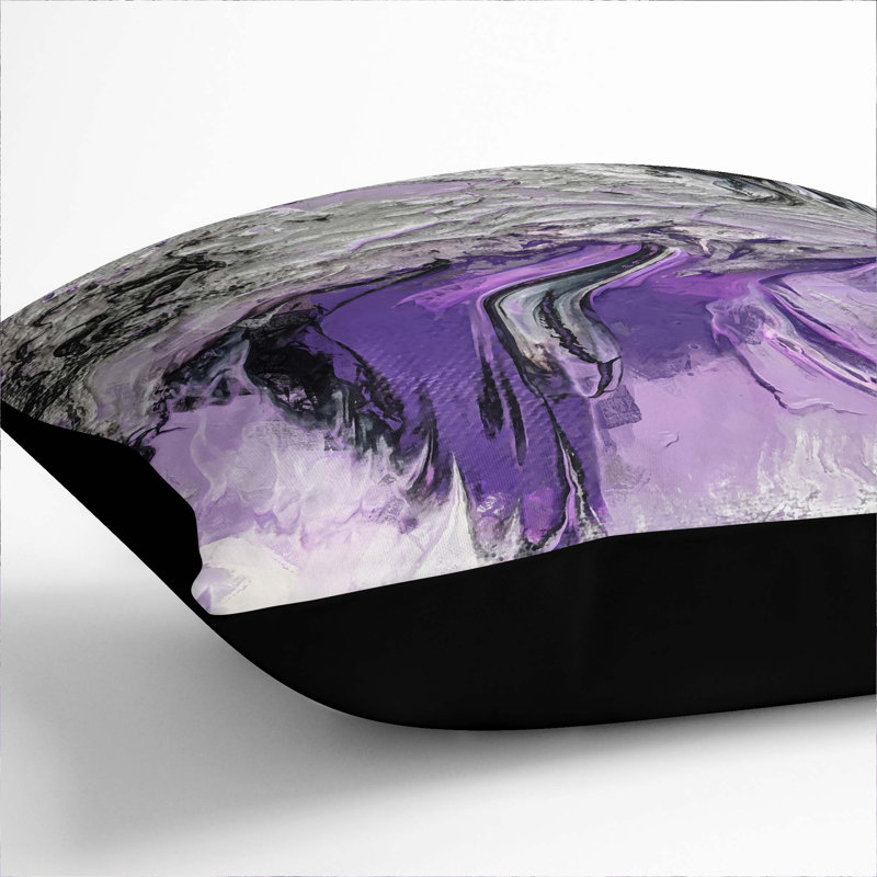 Abstract Square Throw Cushion, 55cm H x 55cm W x 20cm D, Black