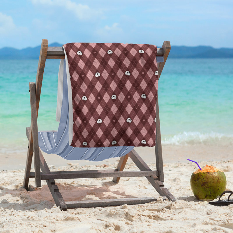 Serviette de plage katelyn elizabeth argyle crânes, Rouge