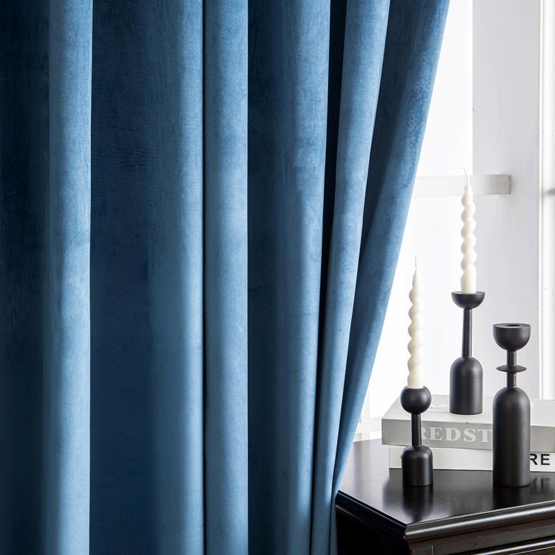 Fayiz Blackout Single Curtain Panel, 52" W x 96" L, Blue