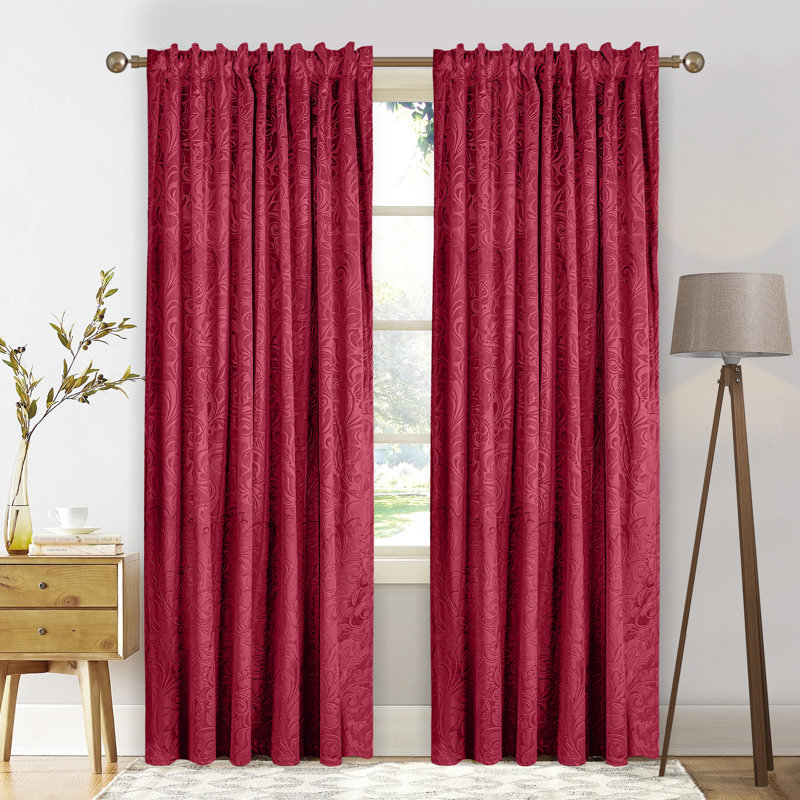 Luxury Crushed Velvet Color Block Curtains Floral Damash Pattern Thicken Thermal Isolate Light Blocking Window Drapes