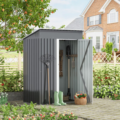 Jaxpety 3 X 5 Ft Outdoor Storage Shed, Waterproof Garde Storage Tool Shed With Sloped Roof, Single Lockable Door, Vents, Metal House For Patio Lawn Backyard, Gray