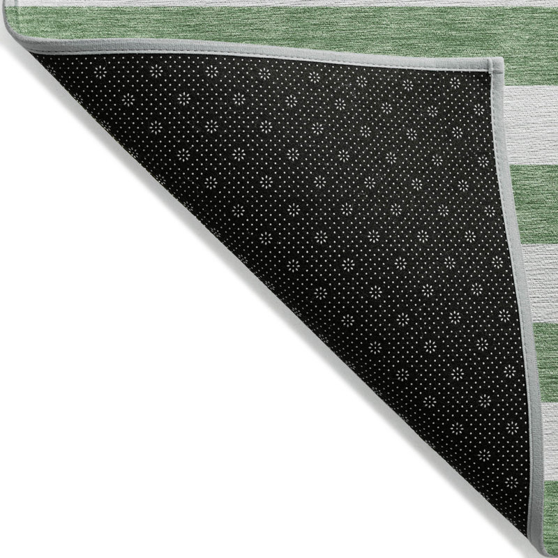 Tapis de couloir intérieur et extérieur rayé vert et blanc 2 pi x 8 pi