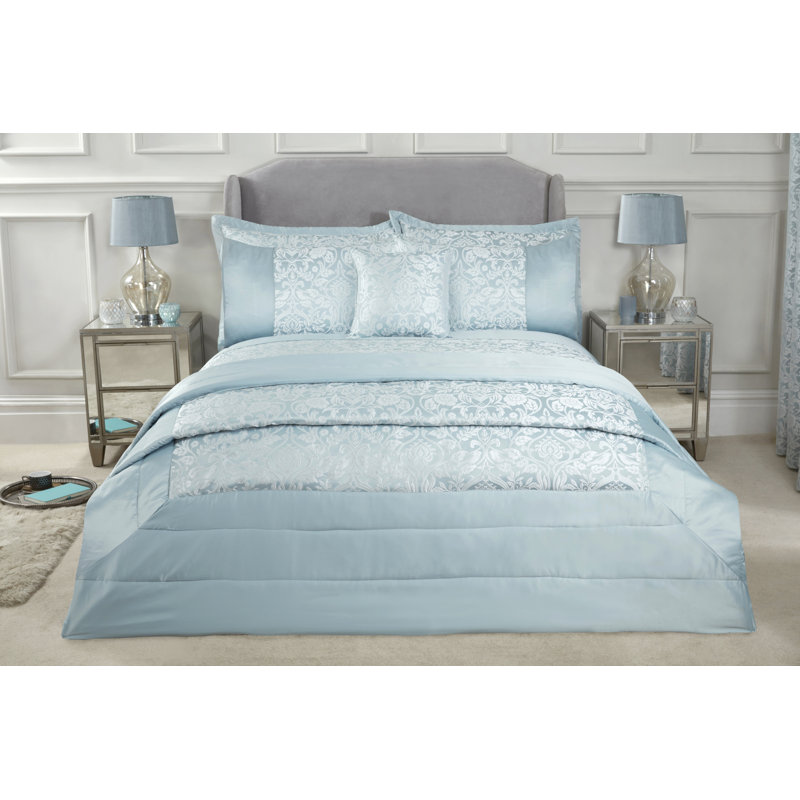 Eden Polyester Floral Bedspread, Duck Egg