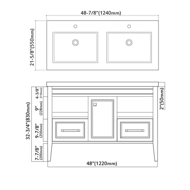 Ensemble de meuble-lavabo double 49 po Bethania, Blanc
